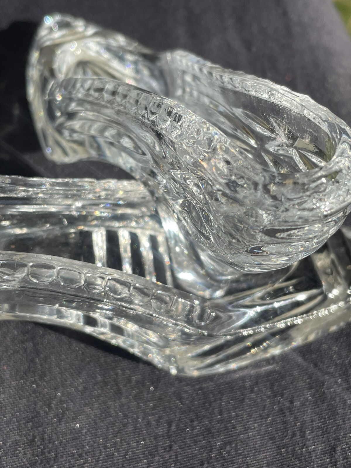 Pair Godinger cut crystal high heel glass slippers