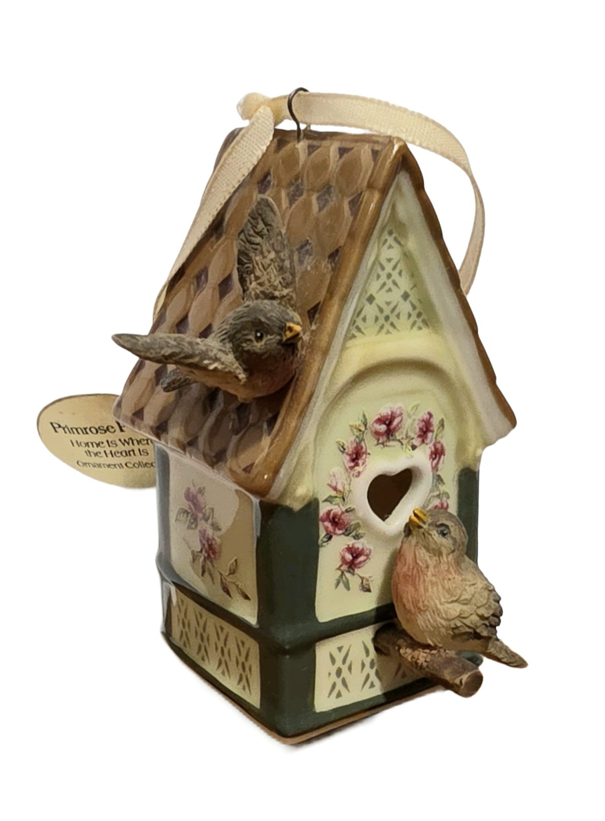 Bradford Editions 2 Heirloom Porcelain Bird Houses w Labels