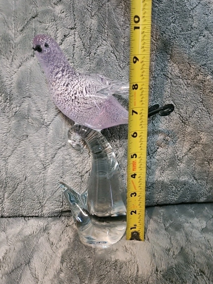 Vintage Hand-blown Formia Vetri di Murano Glass Bird Lavender Silver Coloration