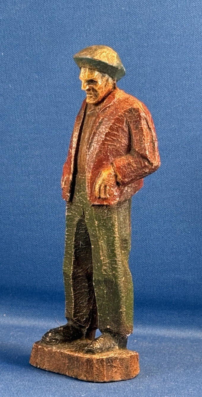 Wood Standing Man Figure Handmade Folk 5.25″