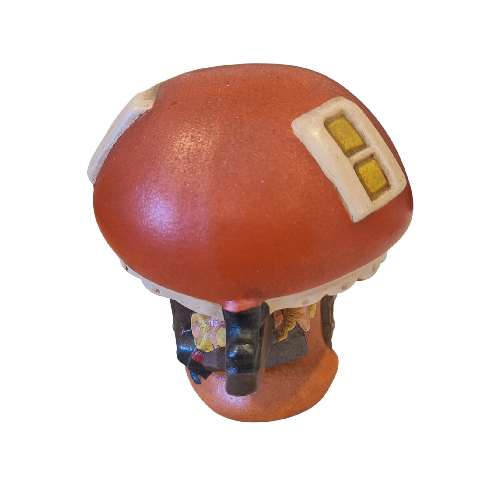 Vintage Ceramic Mushroom Figurine Hand Painted Fairy House Cottage Decor 70’s
