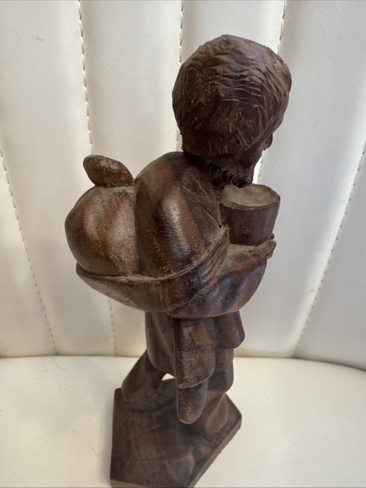 Vtg Hand Carved Wooden Barefoot Traveler Sculpture 8″ Tall D