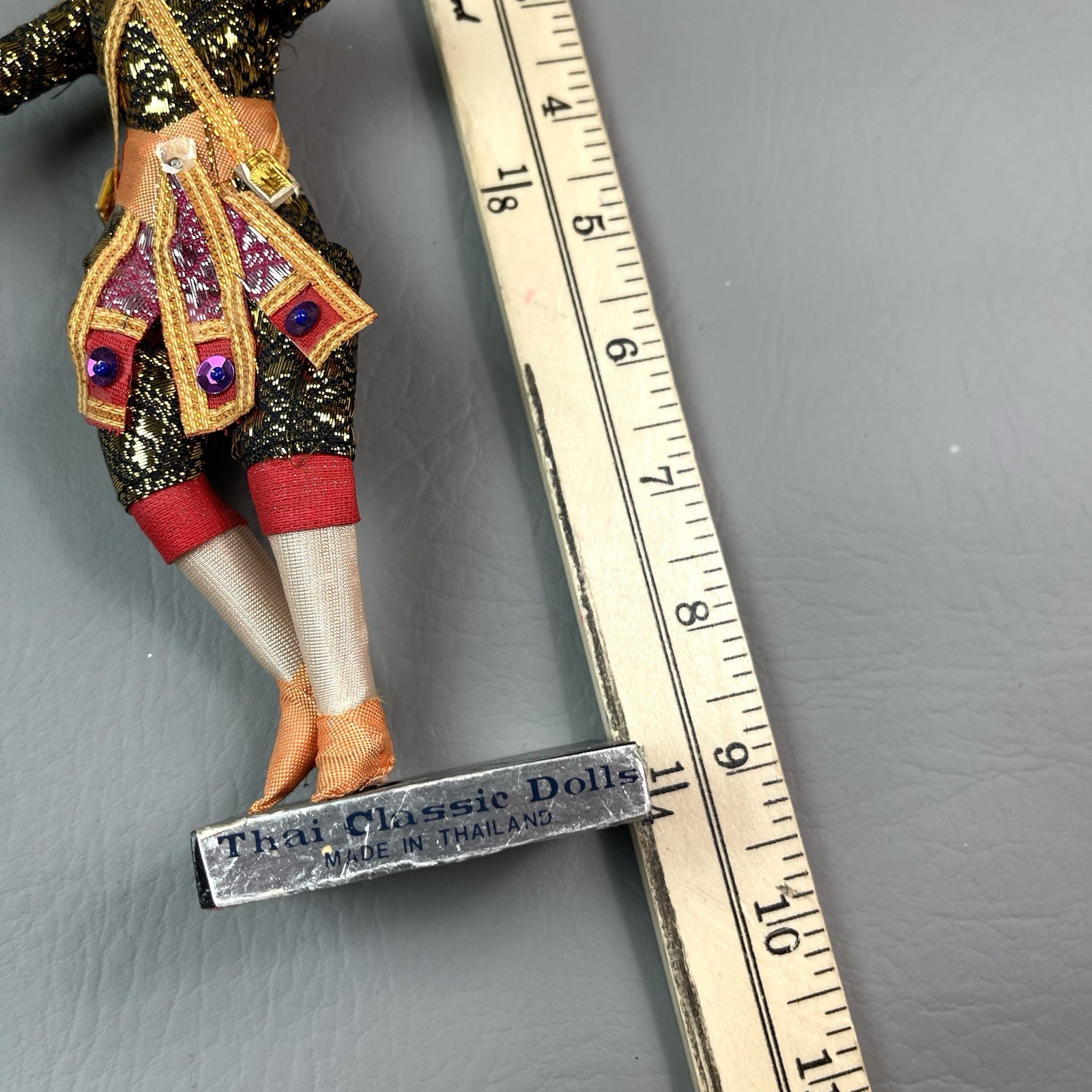 Thai Classic Dolls Traditional Dancer Brocade Gold Costume Made In Thailand