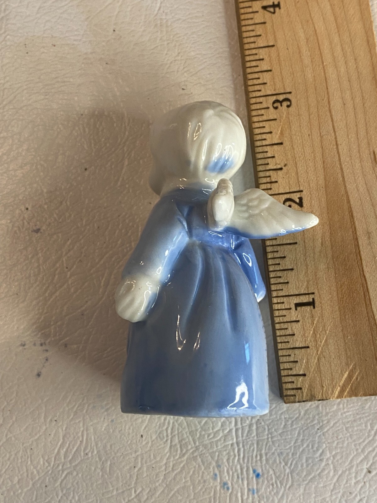 Vintage Pair of Kissing Angels Sanmyro Japan Blue White Porcelain Mid Century 3″