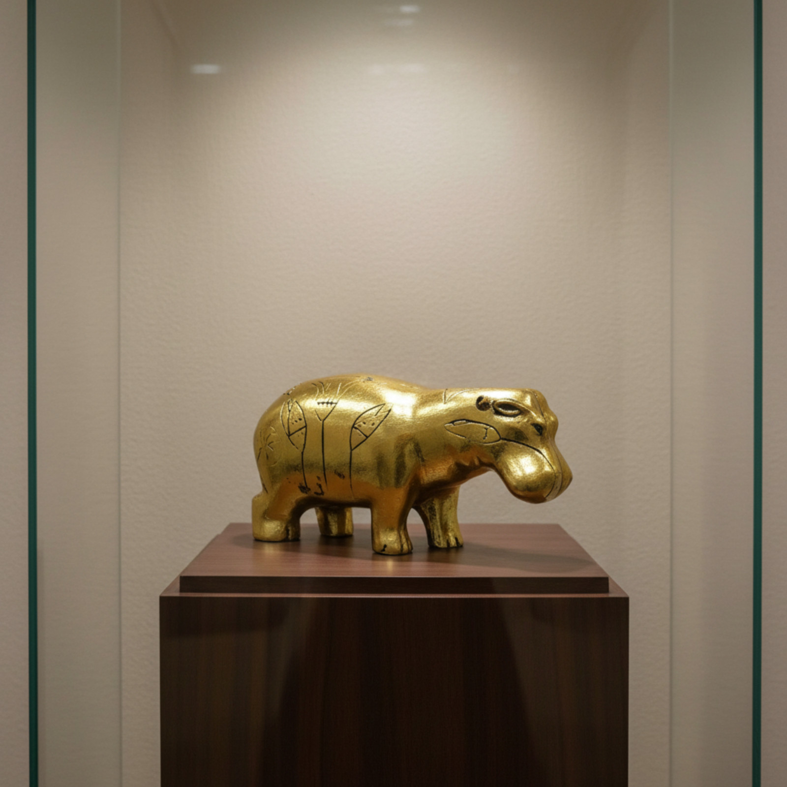 Ancient Egyptian Gold Hippopotamus Statue Gilded Hippo Figurine Antique Art