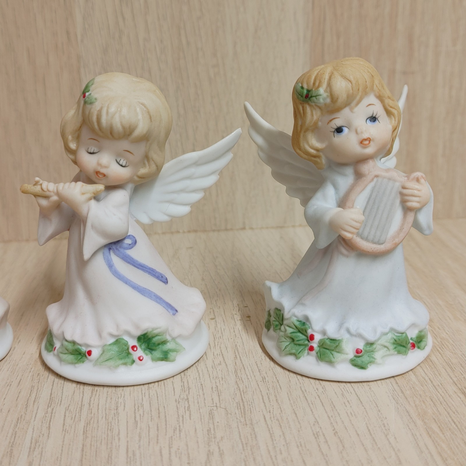 Vintage Lefton Angels Playing Instruments Figurine Set Of 4 Porcelain Christmas