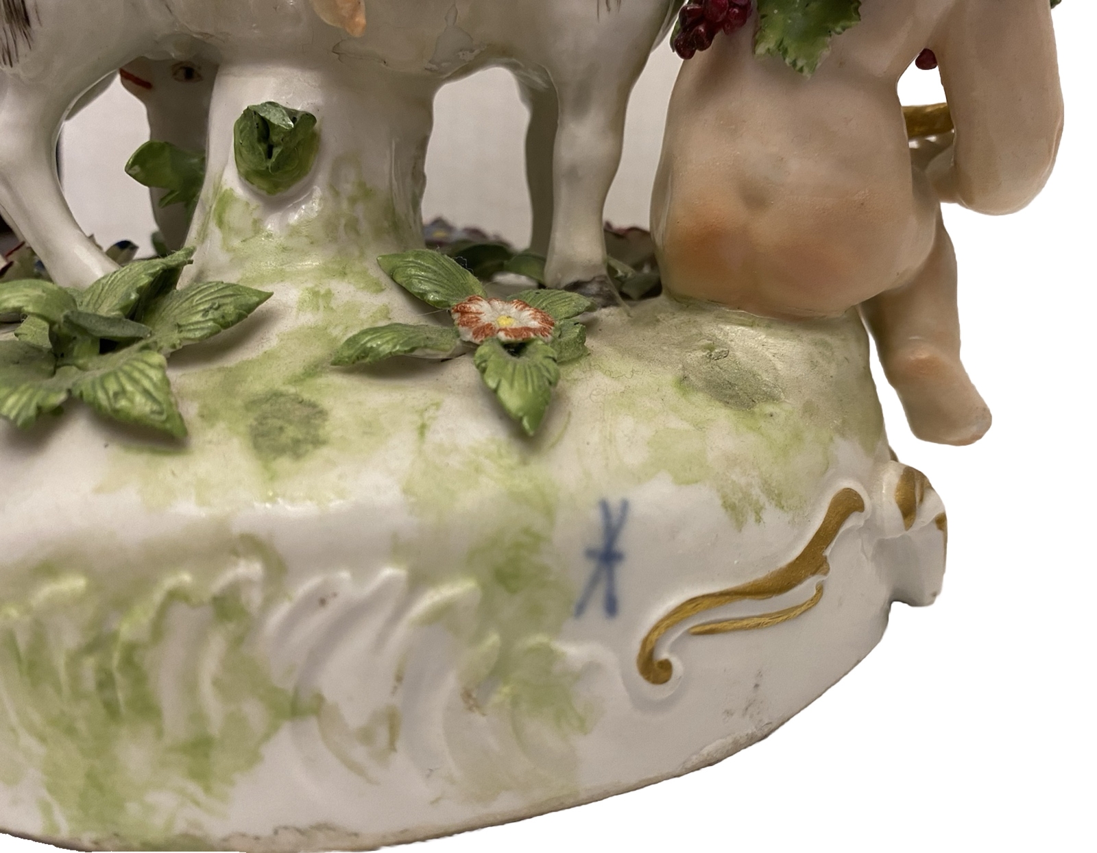19th CENTURY FRENCH SAMSON PORCELAIN FIGURAL SCULPTURE ~ GOATS PUTTI BACCHUS