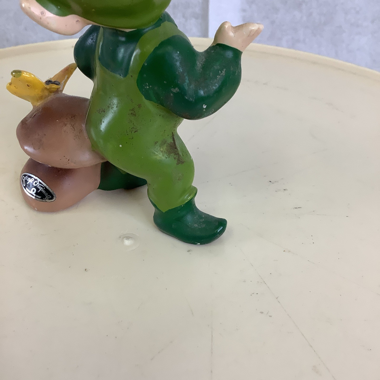 Vintage Josef Originals Garden Woodland Pixie Elf On Mushroom w/Butterfly
