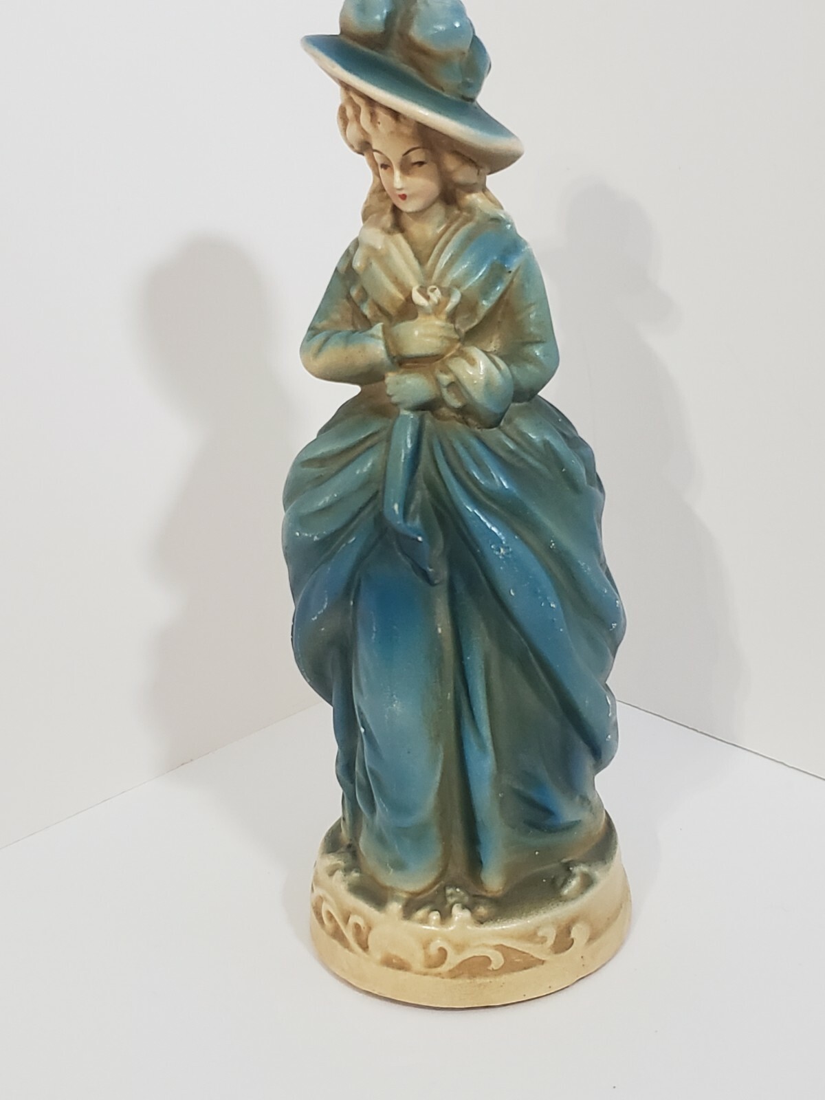 Vintage 1930s-50s Chalkware Figurine Sculpture Statue Victorian Women 10 1/2”