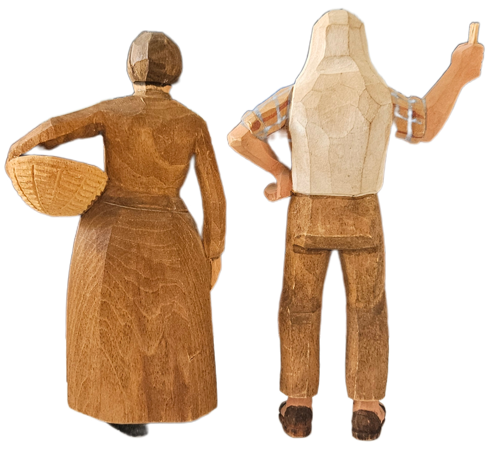 Vintage Hand Carved Huggler-Wyss Swiss Farmer & Peasant – Missing Rake