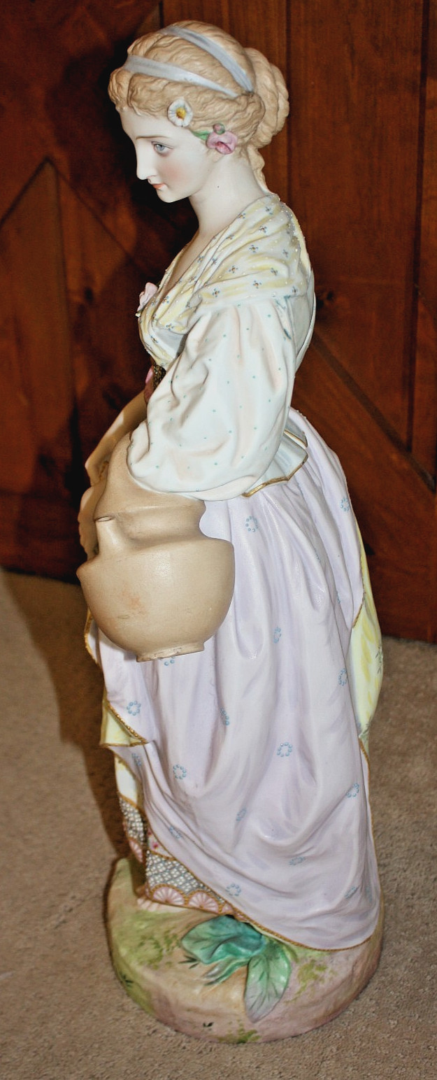 Vion & Baury Antique French Bisque Porcelain Large Statue Set Woman & Man EUC