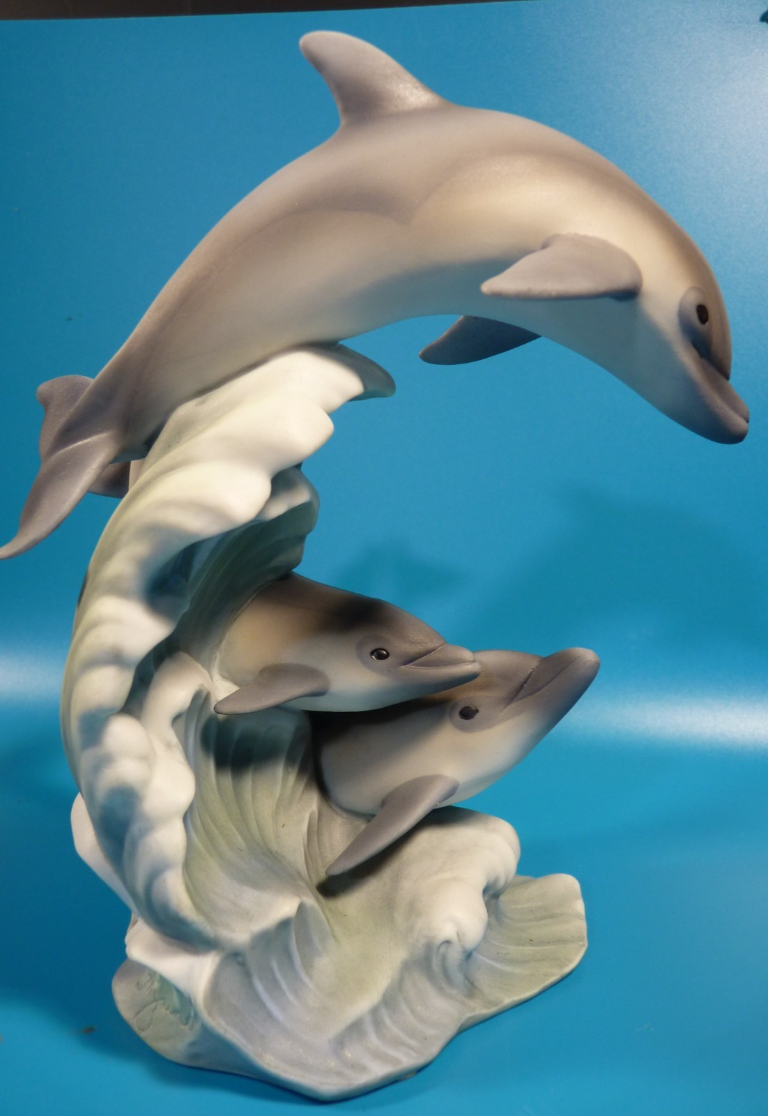 VTG 1994 Masterpiece Porcelain Dolphin Family Figurine, Homco Mexico Signed