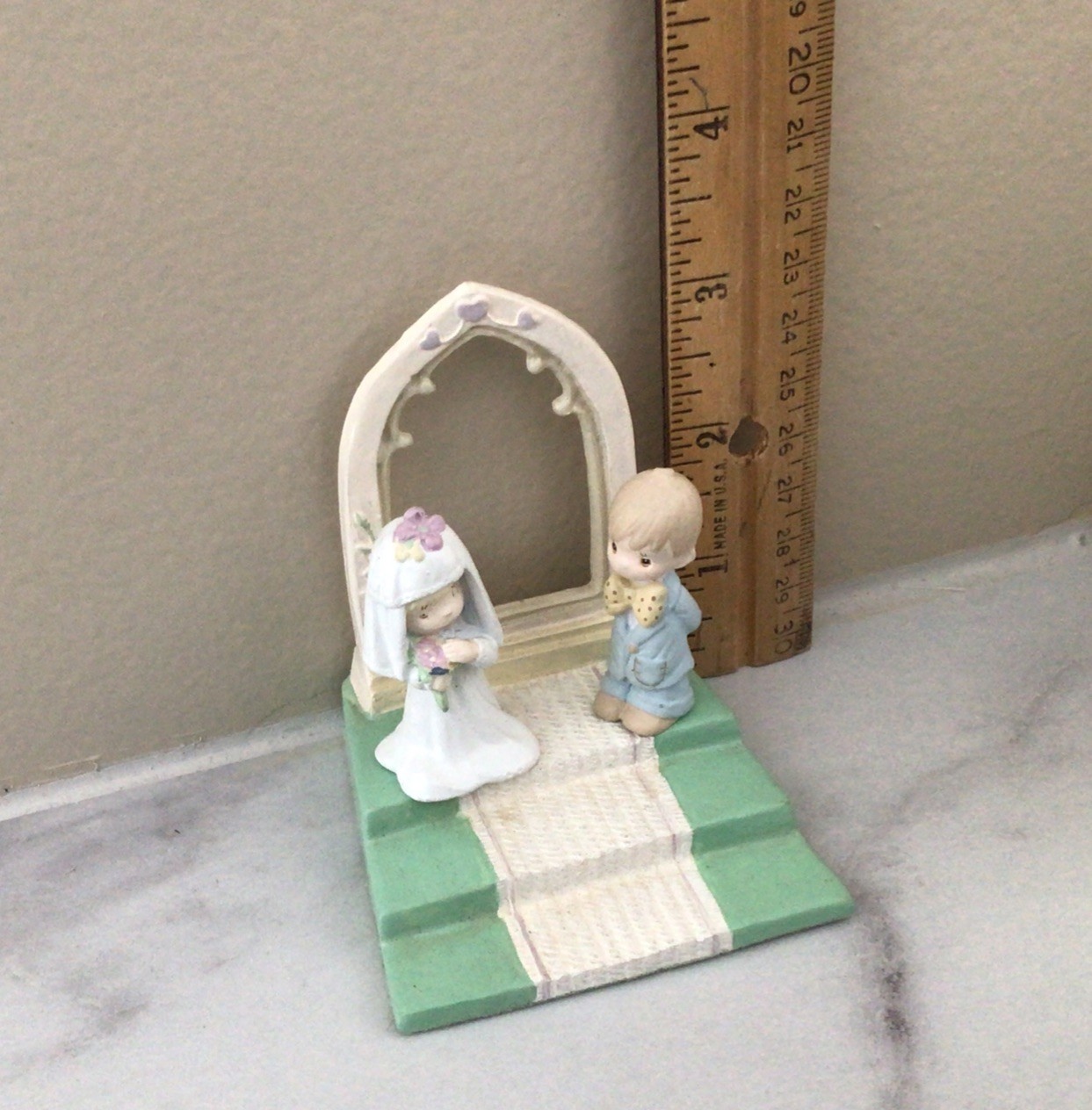 Vintage Precious Moments “1988-1989” Miniature Painted Pewter Bridal Set Wedding