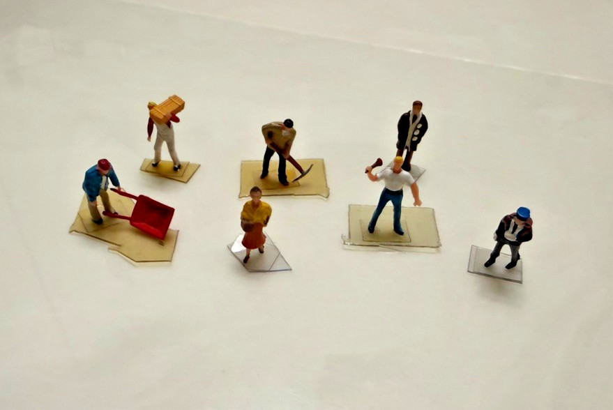 Vintage Miniature Hard Plastic People Figurines Lot of 7, Diorama, Trains, Doll