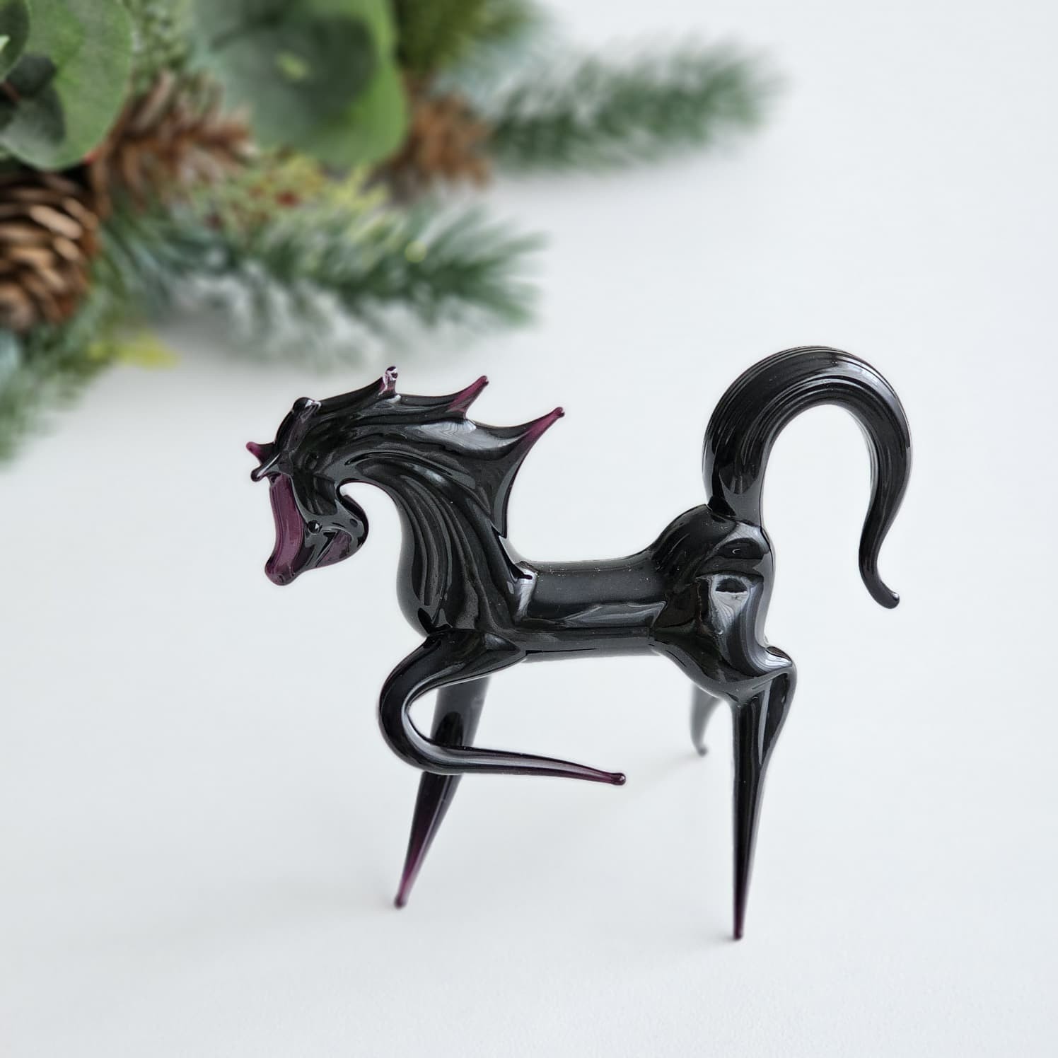 Handmade Glass Horse Figurine Unique Collectible 2026 Year Symbol • Gift Art