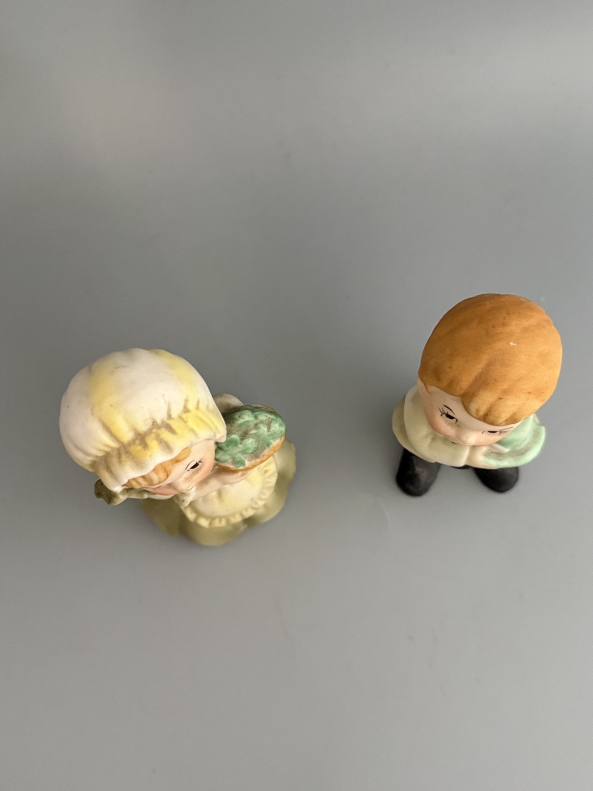 Boy and Girl Shamrock/ St. Patricks Day Figurines Pair