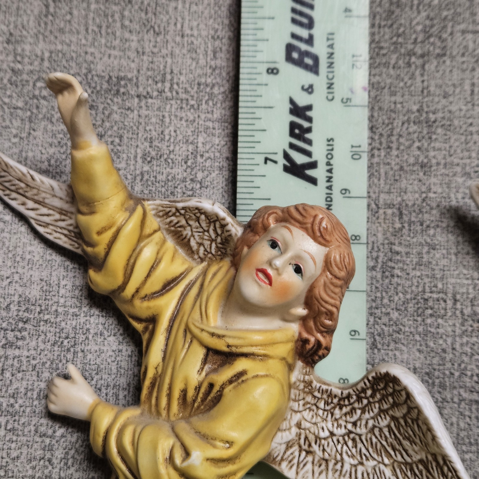 2 Vtg. Bisque Porcelain Guardian Angel Wall Hangings Neoclassical Baroque Style
