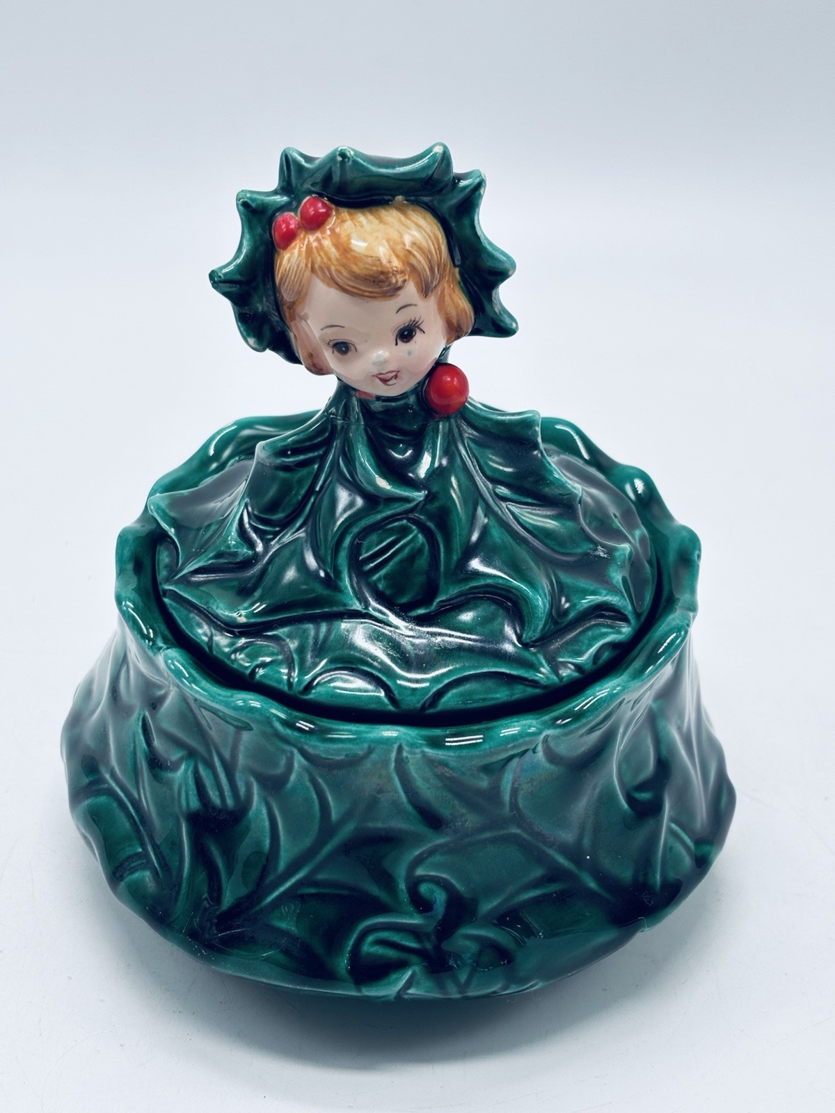 Vintage Japan Topline Import Holly Girl Candy Dish Lefton Holly Girl Read