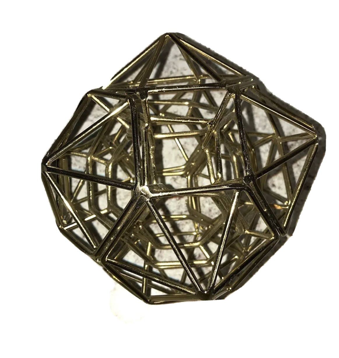 Gold Metal Sculpture Geometric Pentagon Abstract Modern Tabletop Art Bookend 11”