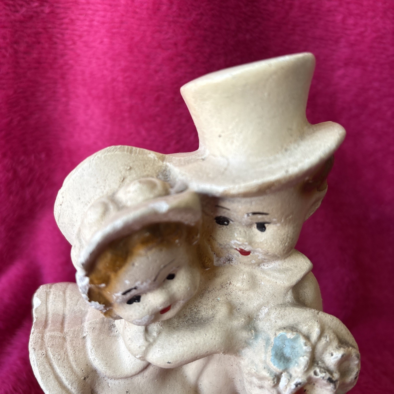 Vintage Chalkware Plaster Bride And Groom (2)