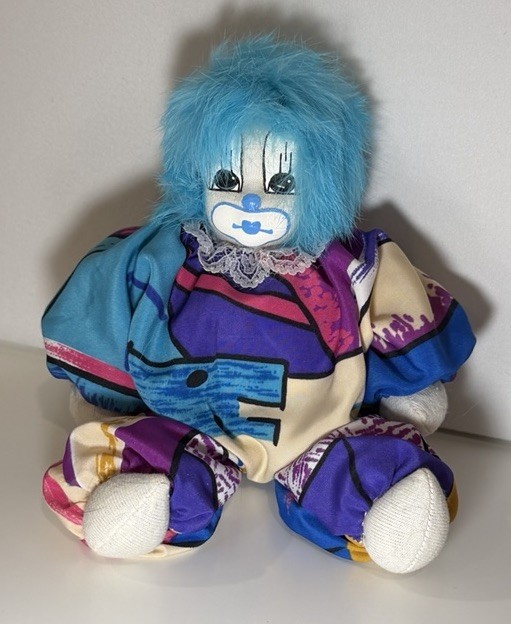 Q Tee Clown Handmade Multicolor 8 in 1987 Fabric Painted