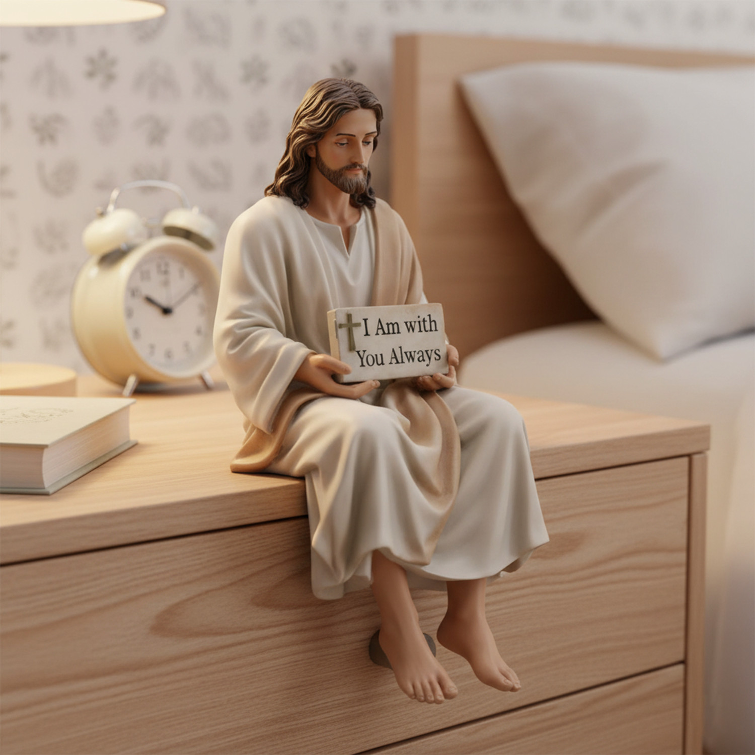 Sitting Jesus Christ Statue Religious Resin Jesus Figurine I am with you always