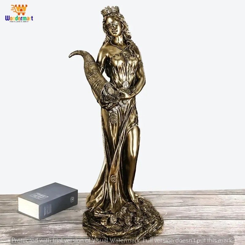Fortuna Statue Goddess of Fortune 10.4″ Lady Luck Sculpture Prosperity Home Deco