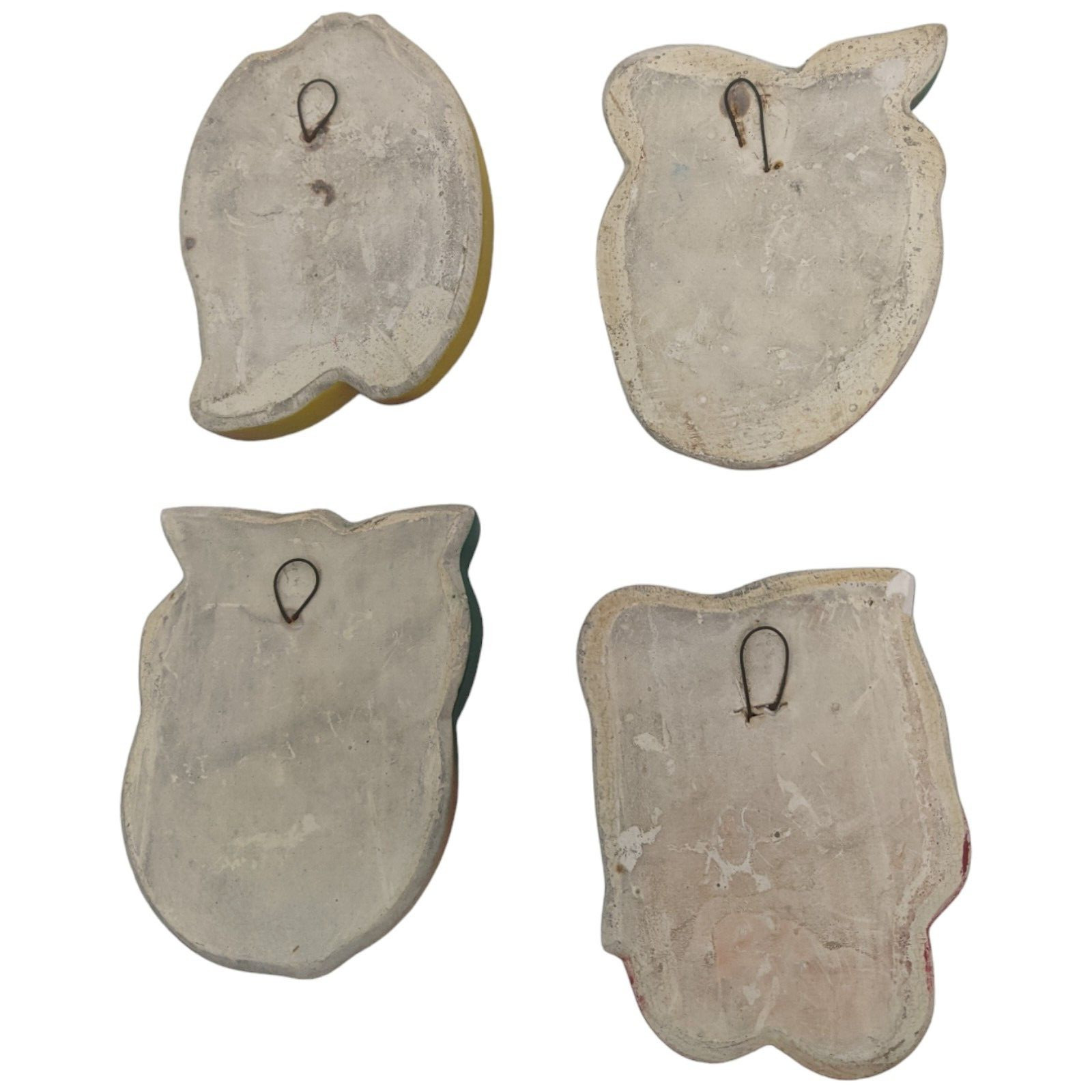 Chalkware Fruit Wall Hanging Plaque Decor Plaster Granny Core Vtg 4 piece Set