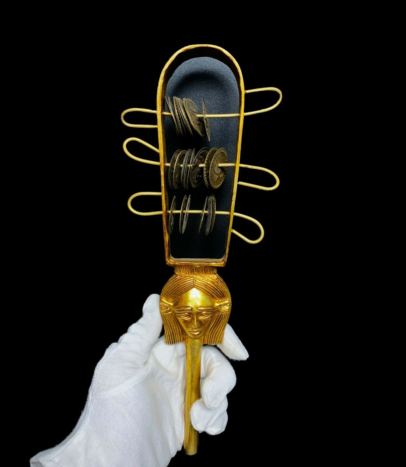 Egyptian Handmade Hathor Copper Sistrum (Musical Instrument)