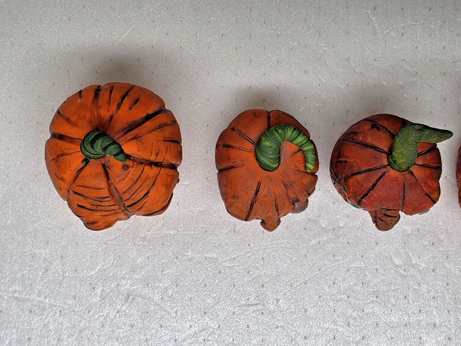 Ugly Polymer Clay Jack-O’-Lantern Handmade Sculptures Set Of 6