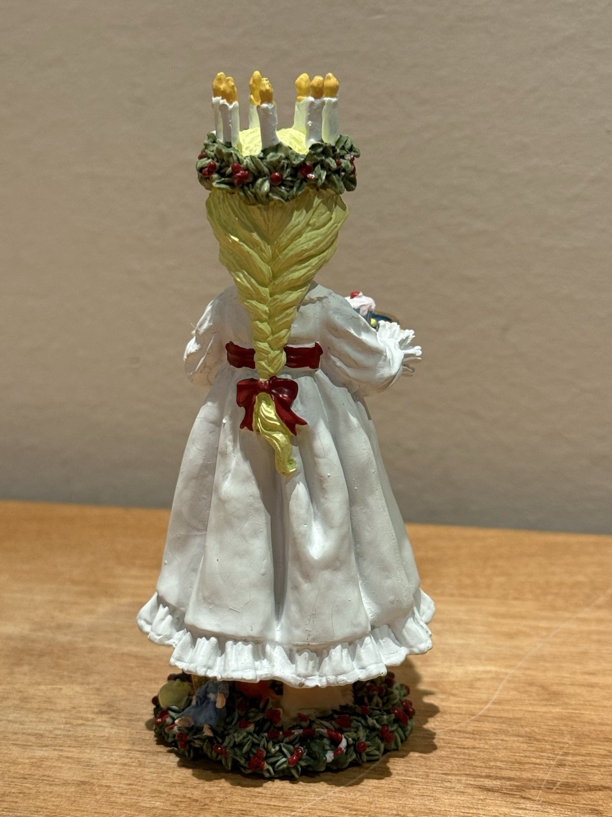 Saint Lucia Figurine Girl w/ Candles & Cakes, Internat’l Santa Claus SWEDEN EUC