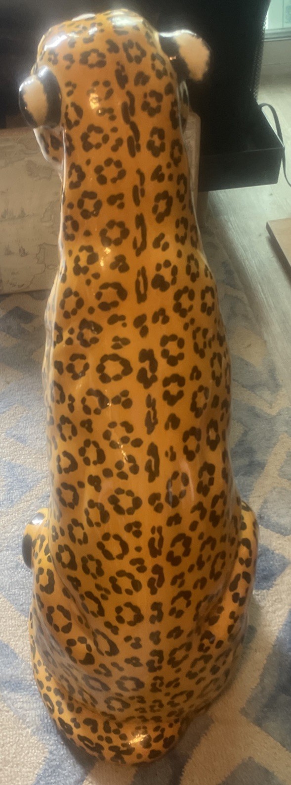 Large MCM Handpainted Ceramic Jaguar Panther Leopard Figure Made in Italy 33×14”