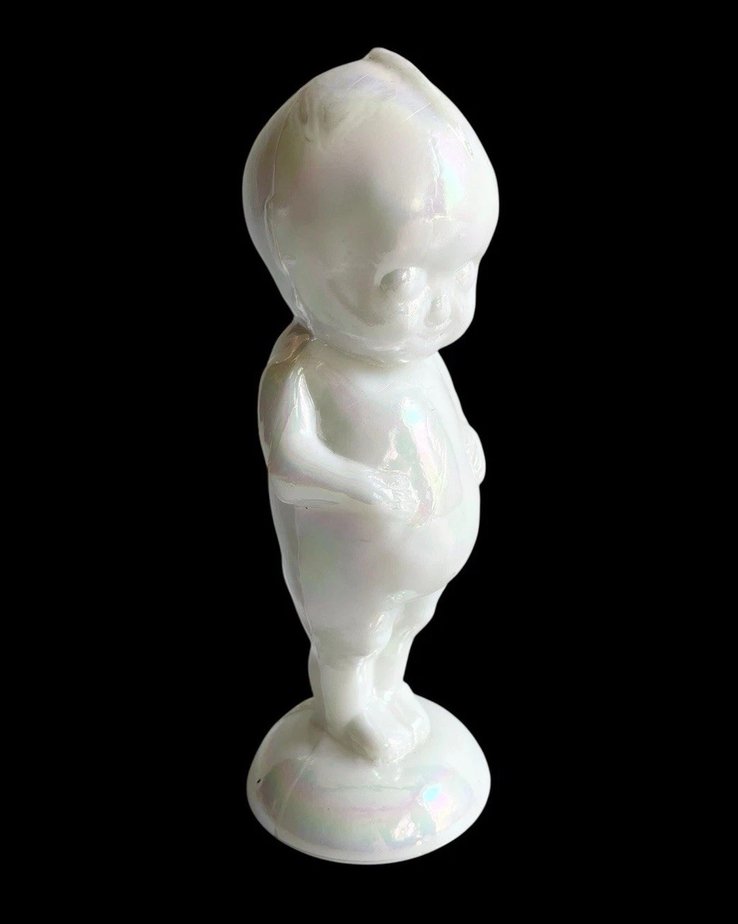 Vintage White Iridescent Glass KEWPIE Figurine Paperweight, 1981 B