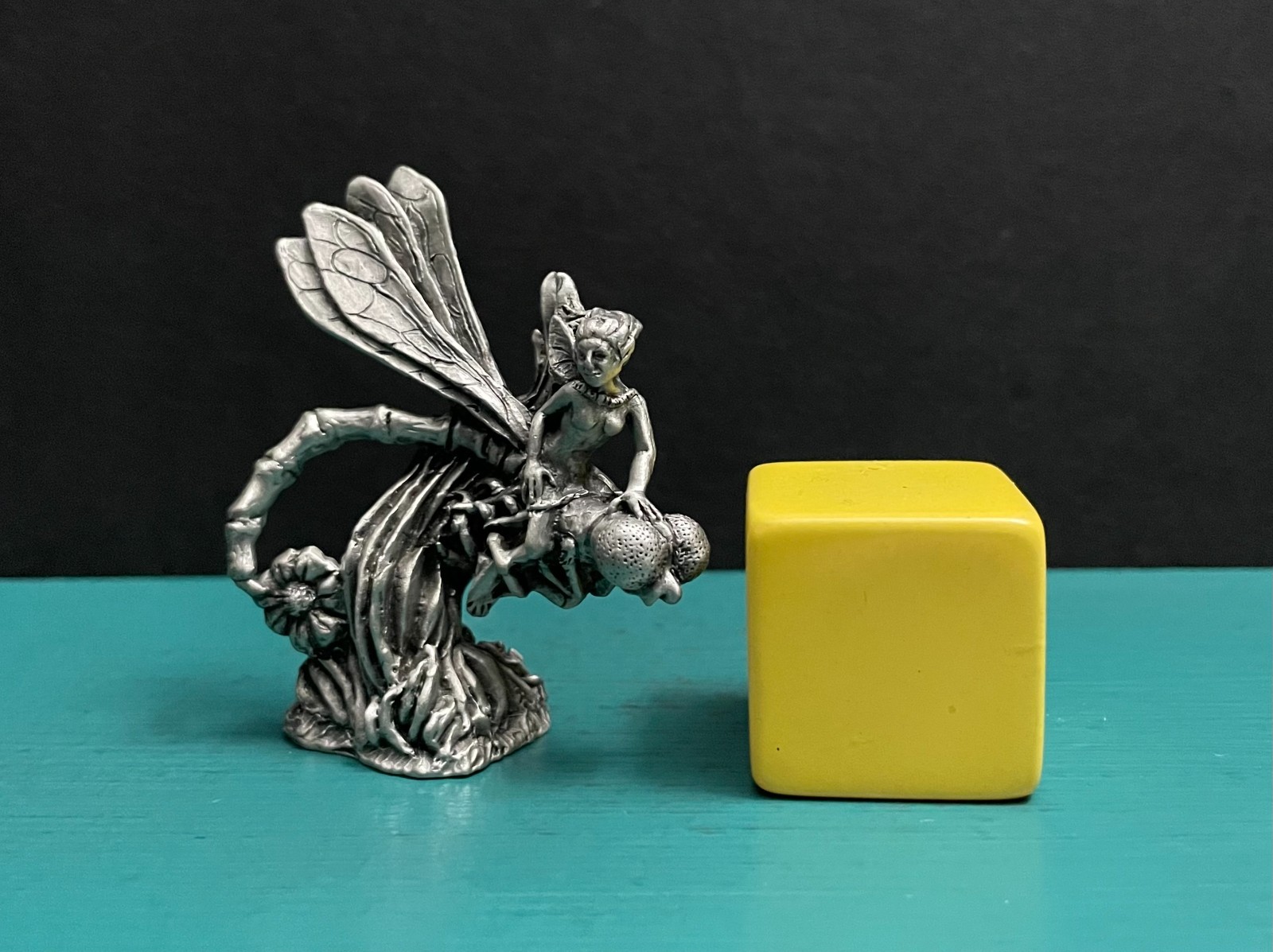 Hudson Pewter Fairy Pixie Forest Fae Riding Dragonfly Insect Wings Mini Figurine