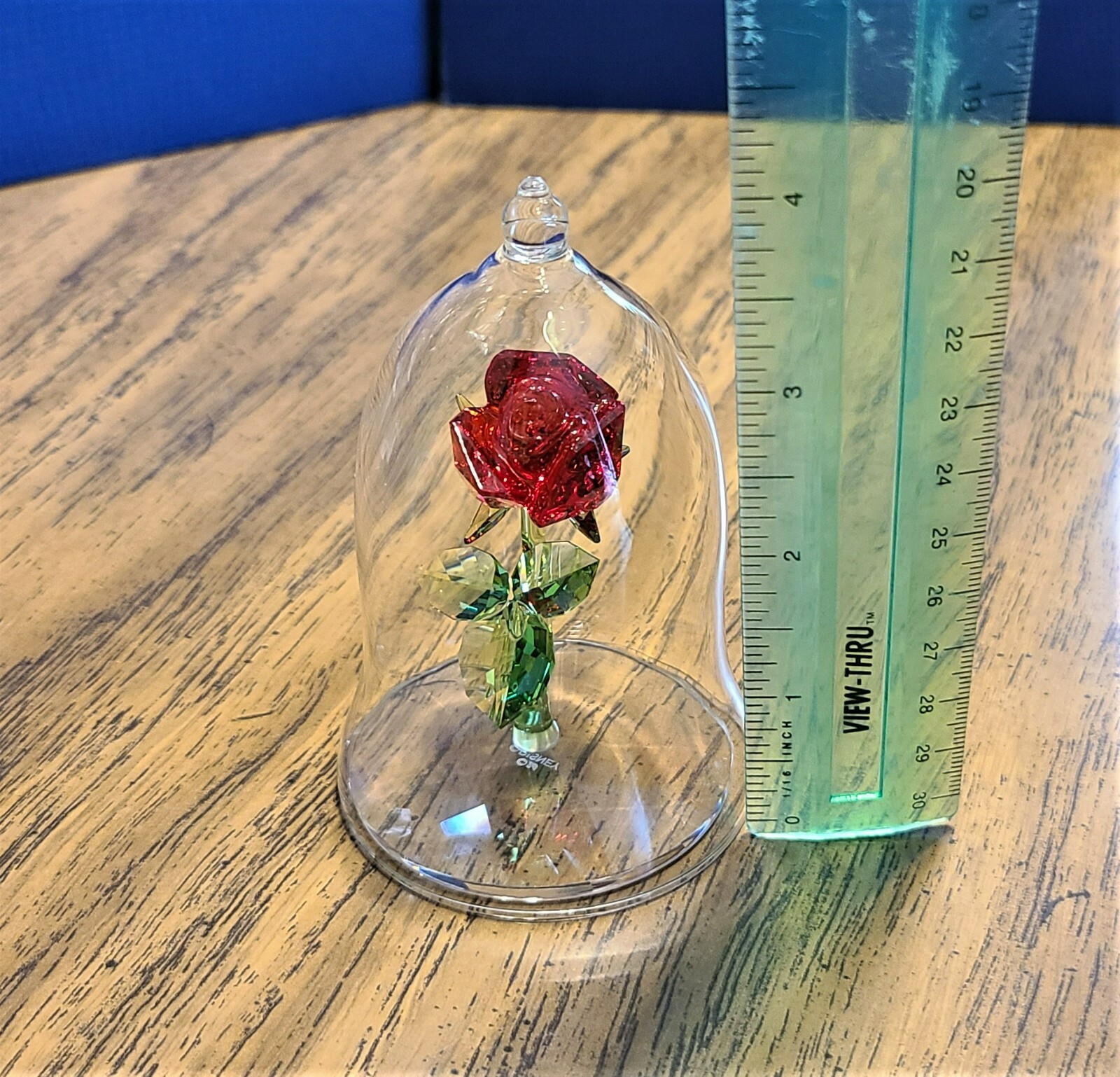 🌹Swarovski Crystal Disney Beauty & Beast Enchanted Rose Figurine, Bell Jar, NIB