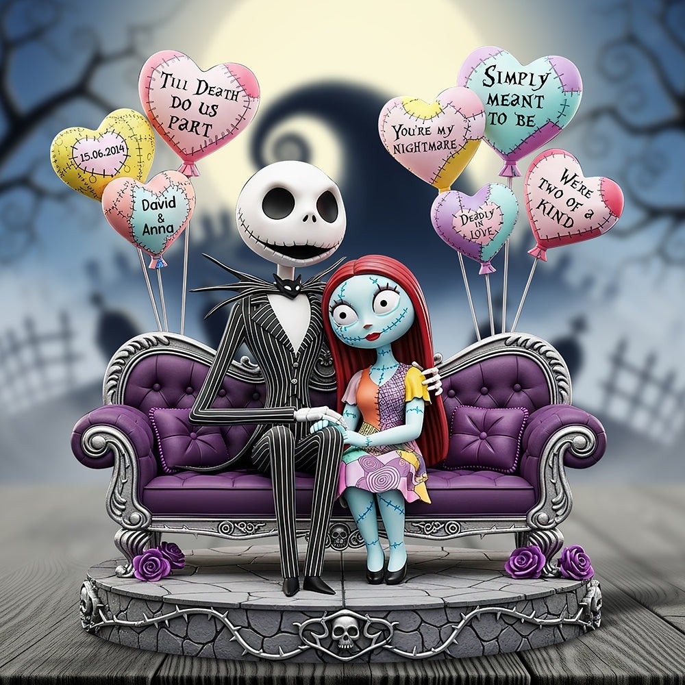 Personalized Jack Sally Nightmares Couple Acrylic Plaque Wooden Block Decor Gift