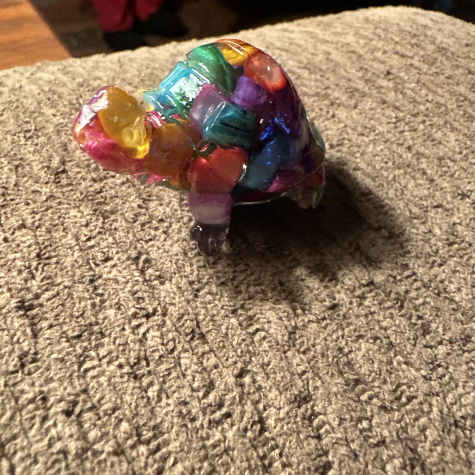 Charming Resin Encased Multi Colored Stones Turtle Figurine