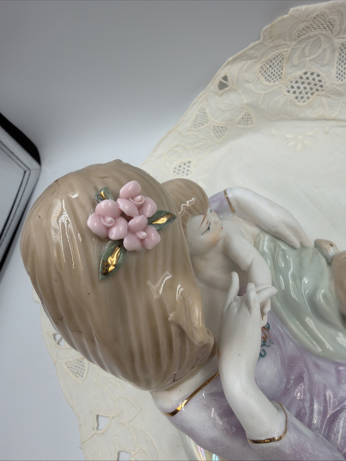 Attr. NAO BY LLADRO Reclining MOTHER & Child Figurine Rabbit & Horse Porcelain