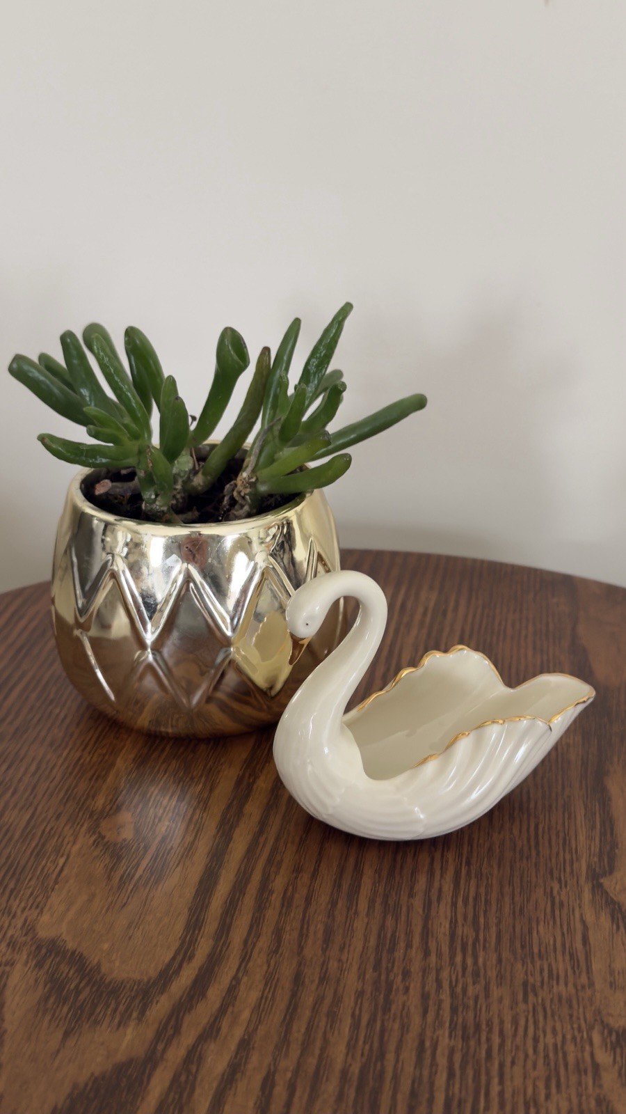 Lenox Swan Porcelain Trinket Dish Bridal Wedding Cake Topper 24k Gold Trim