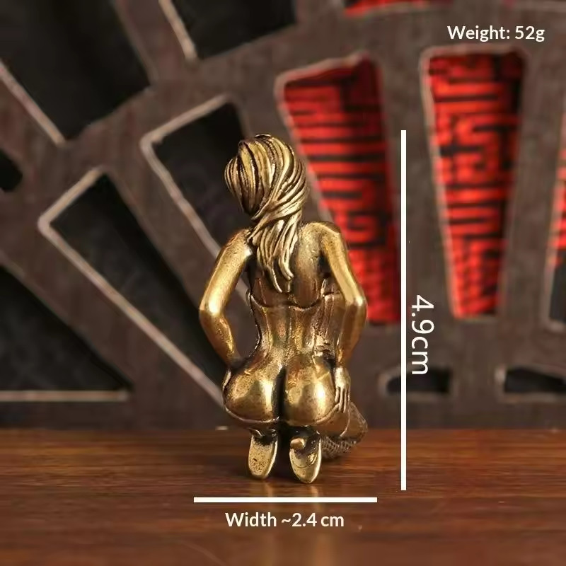 Vintage Brass Kneeling Beauty Girl Model Small Figurine Statue Ornament Gift