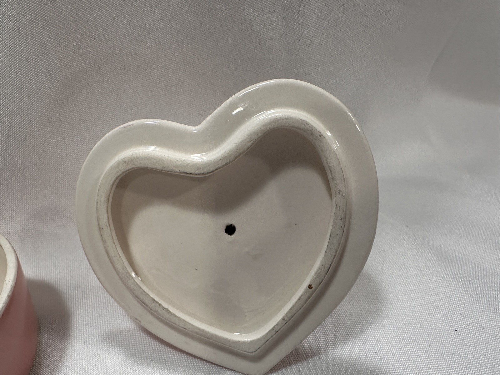Rare Vintage Josef Originals Heart Shaped Trinket Dish BOBBY PINS Cupid Angel