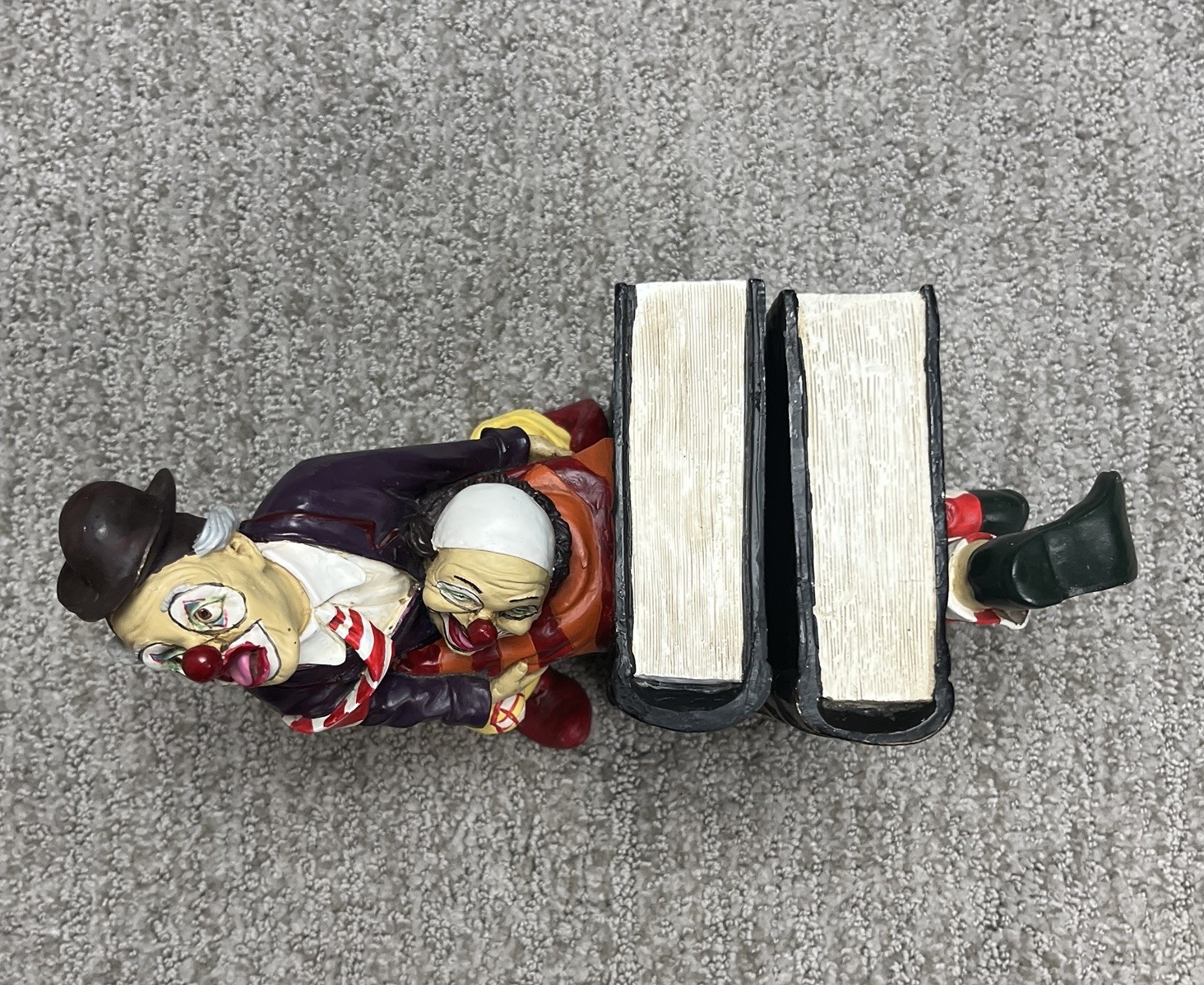 Vintage Peter Mook Clown Book Ends Gone with the Wind & Hope and Glory Resin