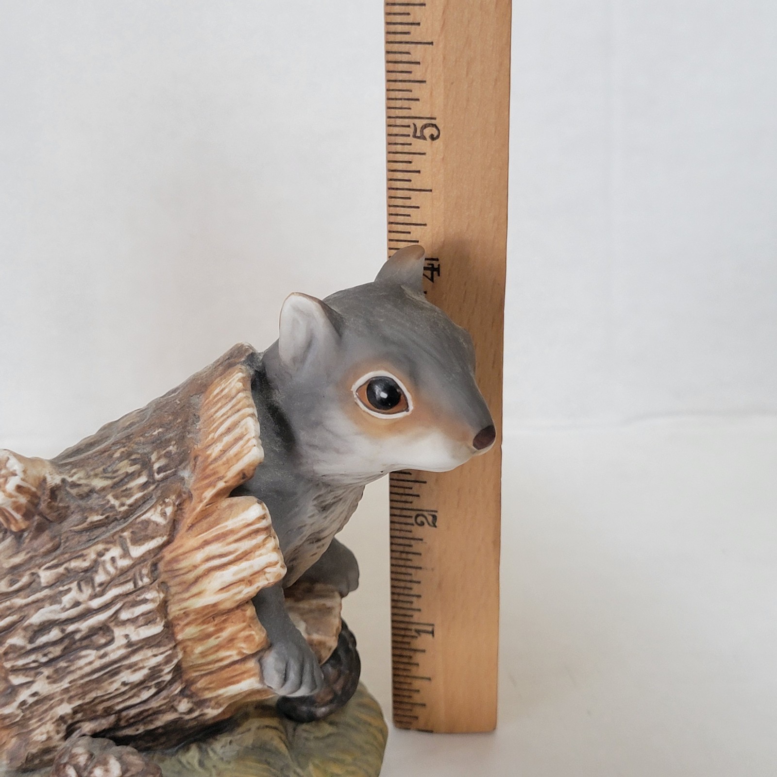 Squirrel In Log Figurine Vintage 1986 Masterpiece Porcelain by HOMCO