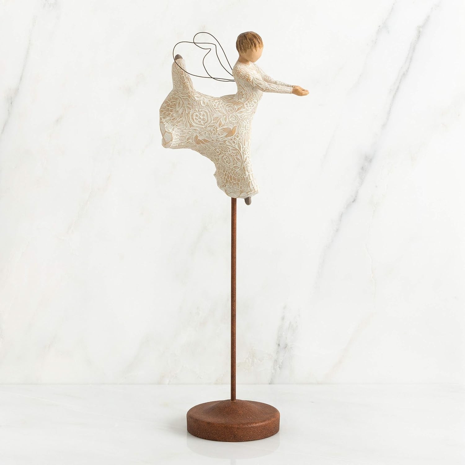Dance of Life Angel Figurine – Hand-Painted with Nature Symbols for Nativity