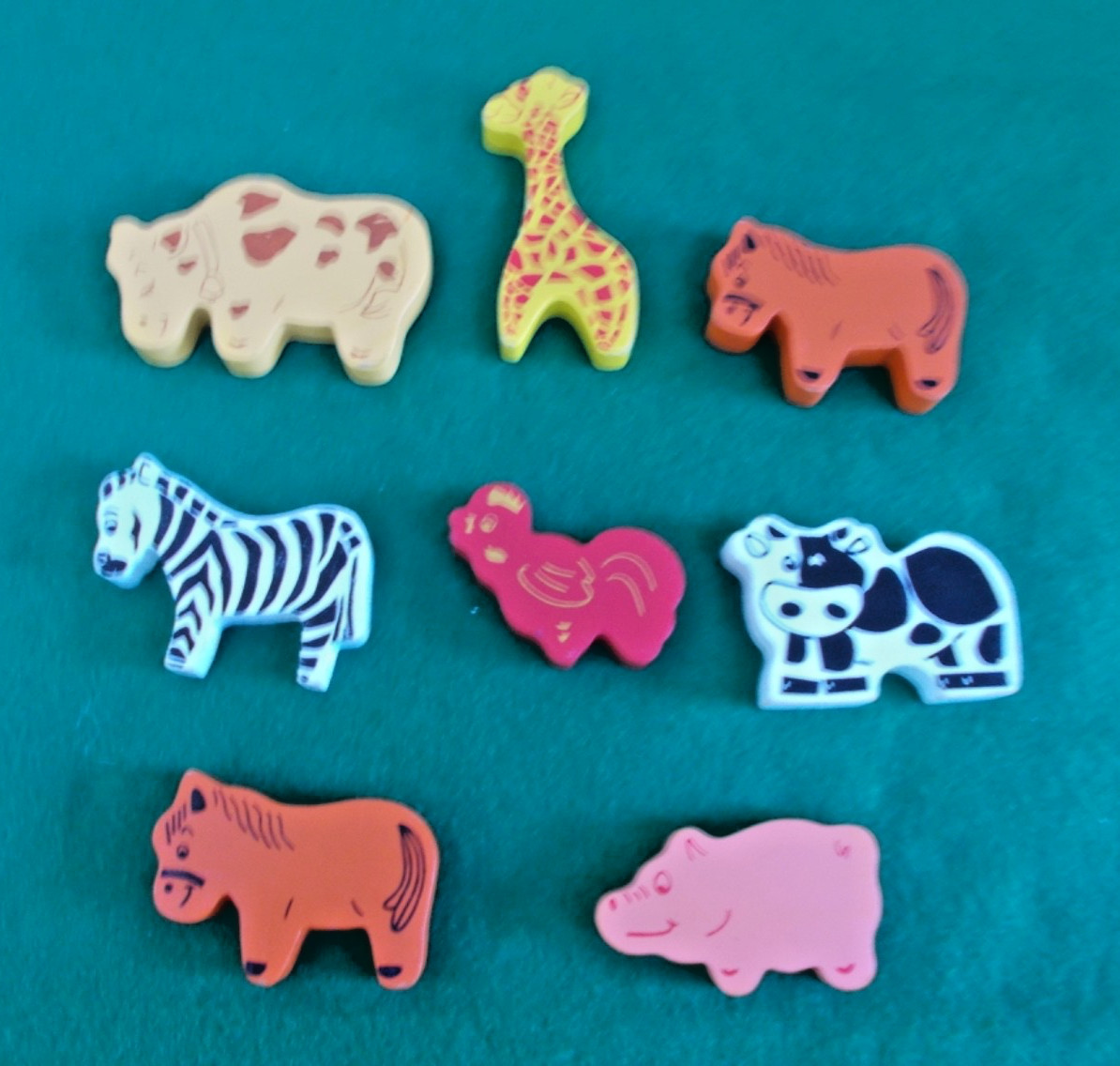 Lot of 8 Wooden Animals Size Range from 3″ tall to 1-3/8″ tall, EUC