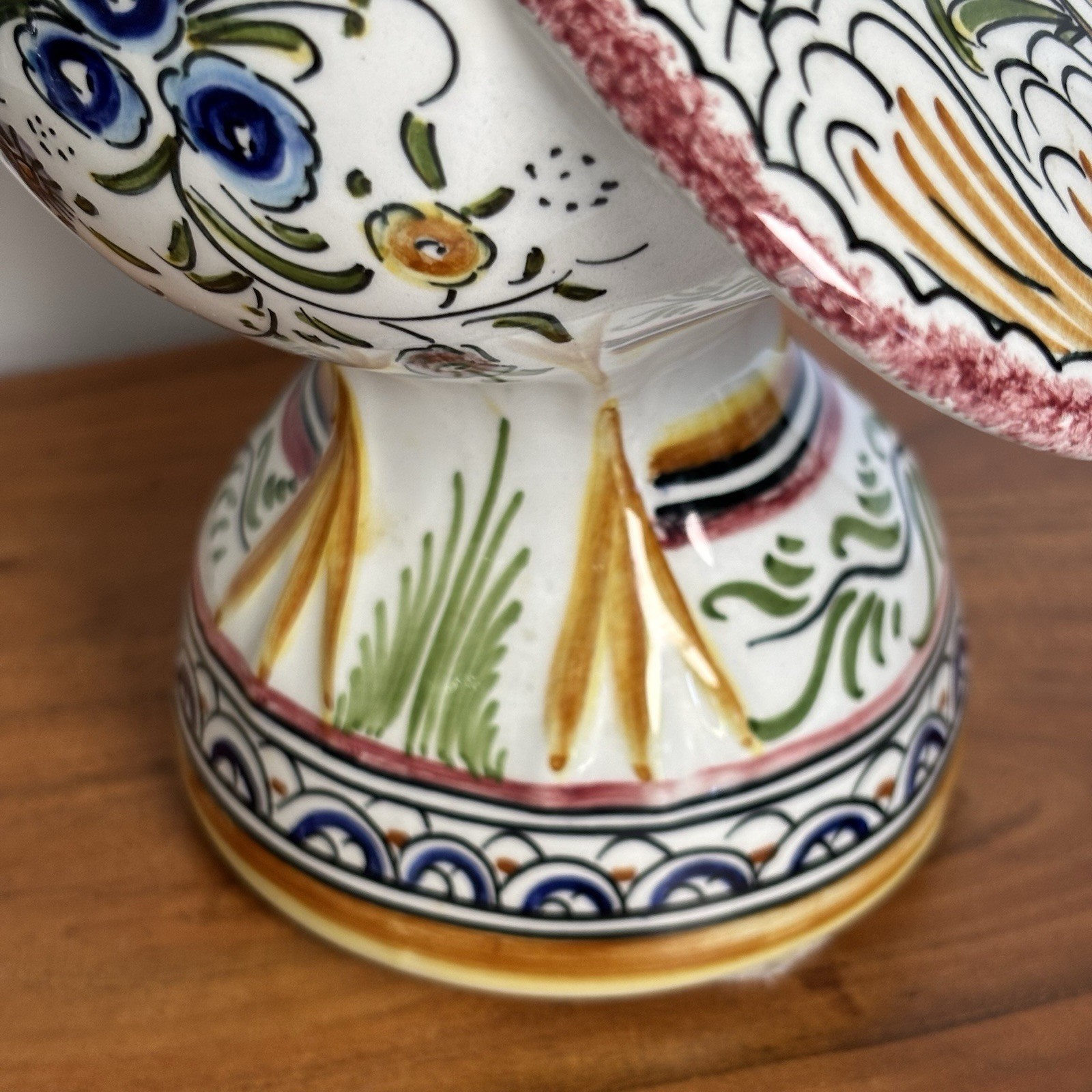 Portuguese Barcelos Lucky Rooster Hand Painted Folk Art 12” Signed