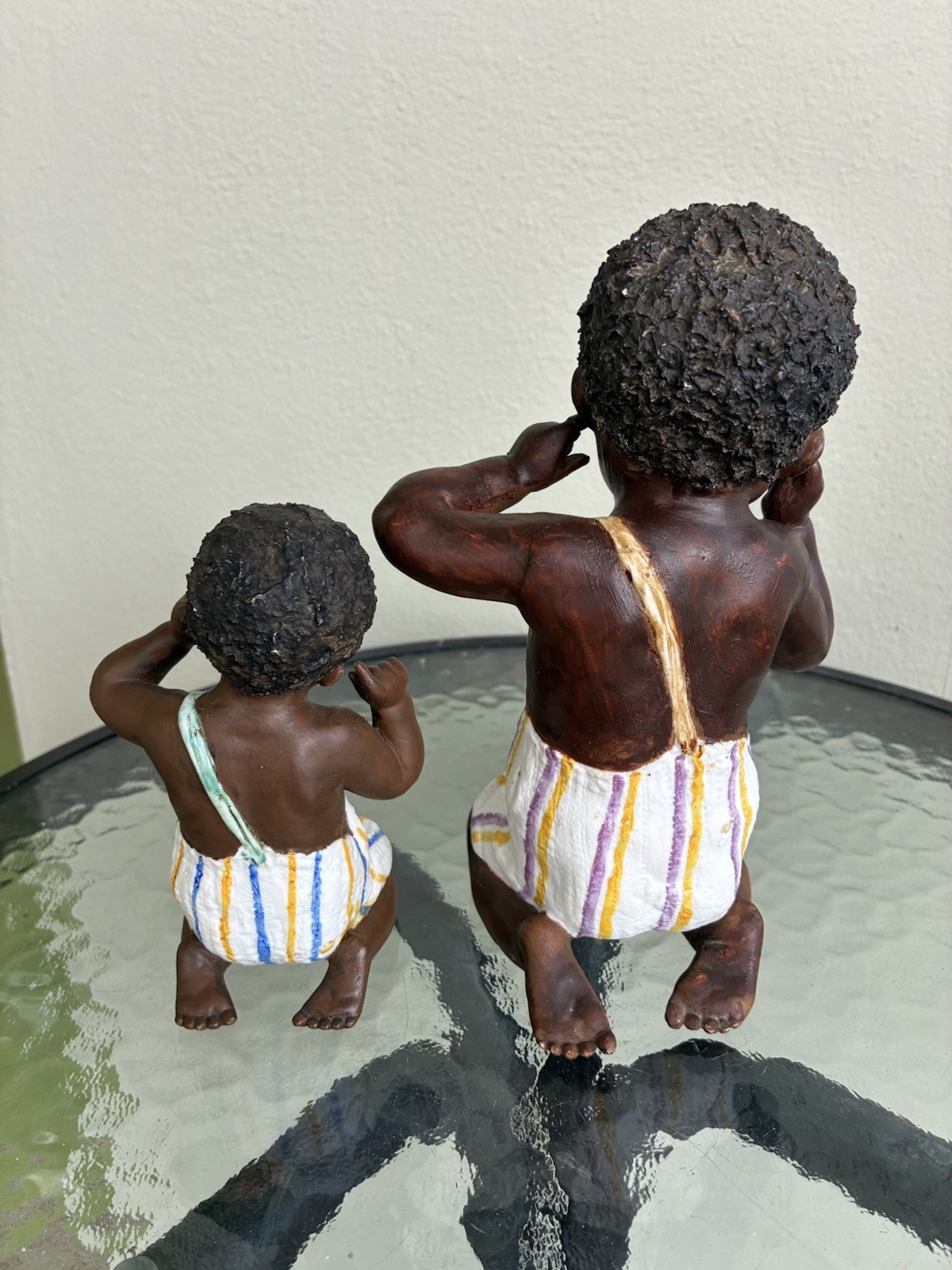 Two Rare Heubach black boys on their knees German bisque piano baby