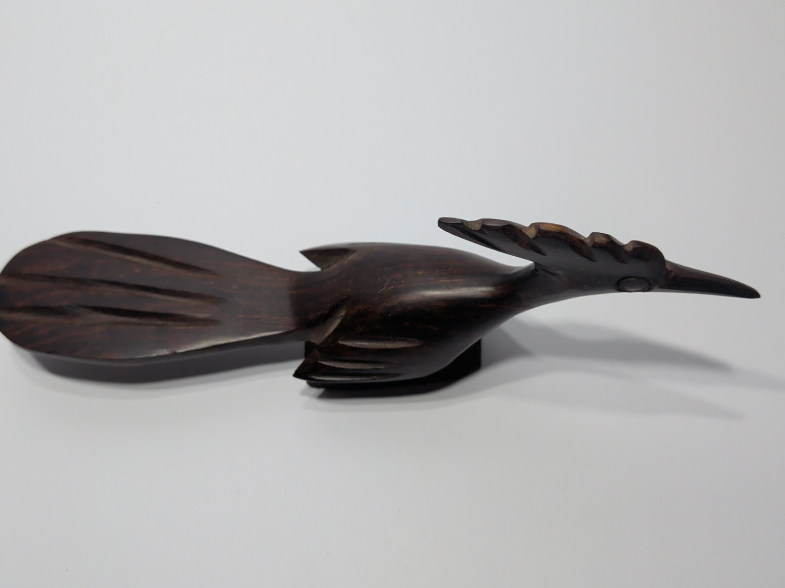 ✨VINTAGE✨ WOOD ROAD RUNNER Hand Carved 8”x3”x1¾” Hard Wood Folk Art Carving