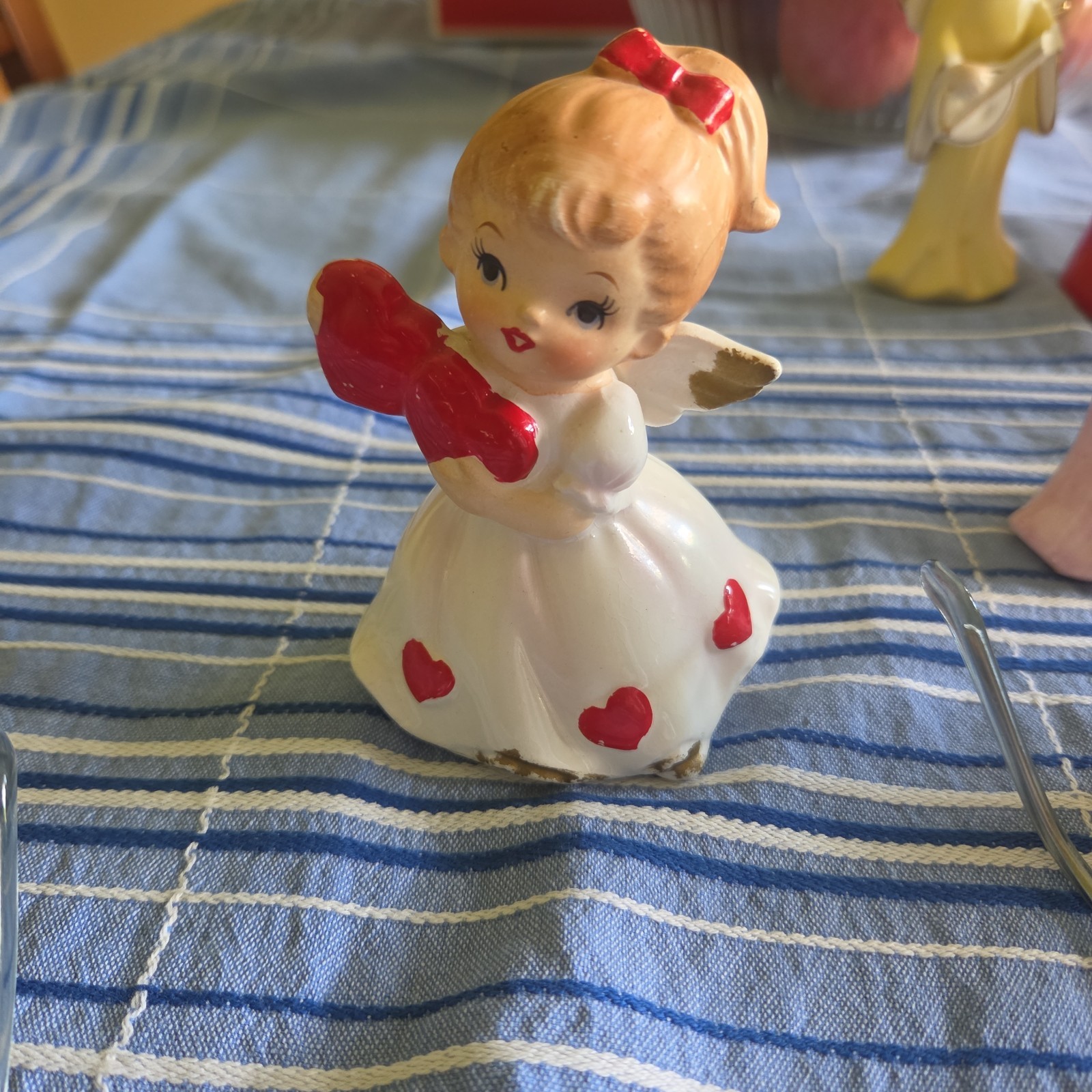 Lefton Painted Porcelain Angel Figurine with Hearts Valentine’s Day 7699 Sticker