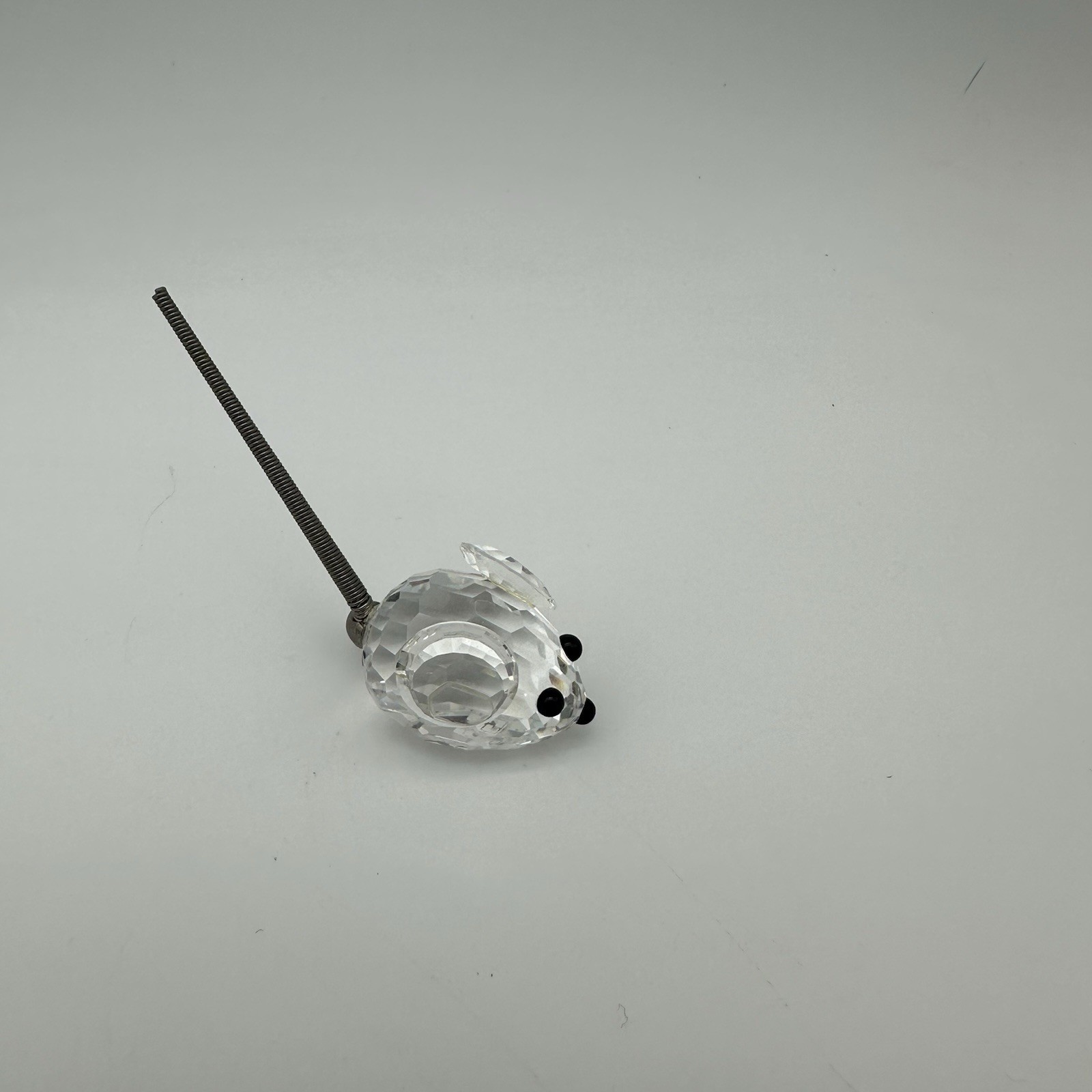 SWAROVSKI CRYSTAL SMALL MOUSE WITH SPRING TAIL BLACK EYES & NOSE SIZE – 1-2”